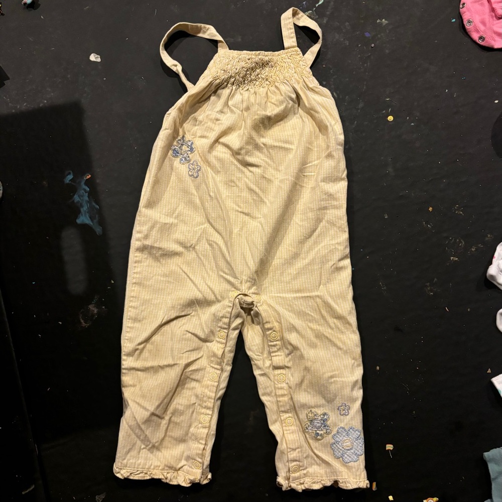 Vintage Gymboree yellow checkered overalls/romper size 18-24m